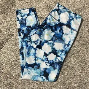 Athleta blue floral print women’s leggings size medium